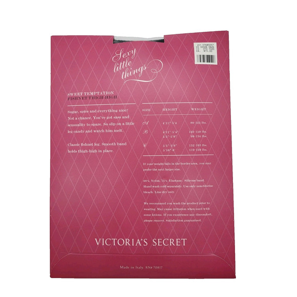 VTG Victoria’s Secret Fish Net Thigh Highs Smooth Band Black B Sexy Vixen NEW - Picture 3 of 8